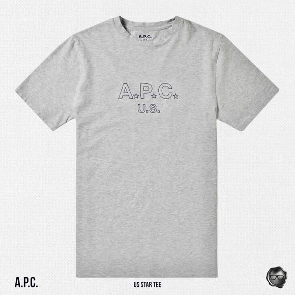 A.P.C. U.S. STAR LOGO TEE IN GREY MELANGE 2017 U.S. CAPSULE COLLECTION - Picture 4 of 15